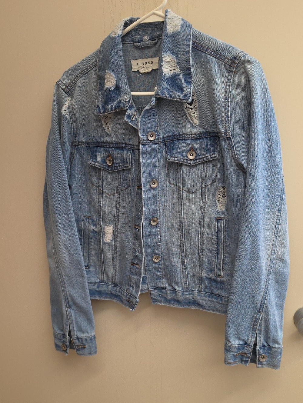 CISOMO Light Blue Distressed Denim Jacket